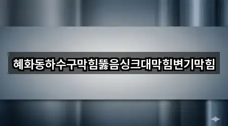 혜화동하수구막힘뚫음싱크대막힘변기막힘